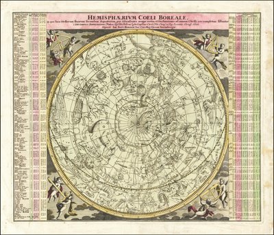 Carte céleste de 1730 du ciel de l