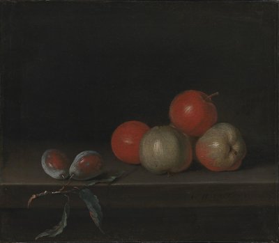 Pommes et pêches sur une table - Johan Hörner