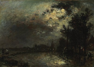 Vue sur Overschie au clair de lune - Johan Jongkind
