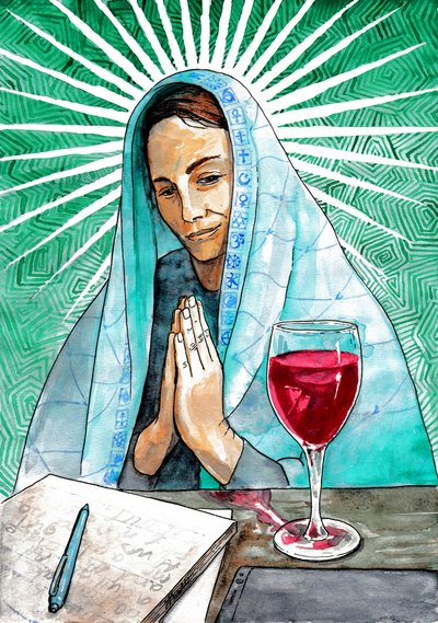 Femme spirituelle en pleine contemplation - Johan Liewendahl