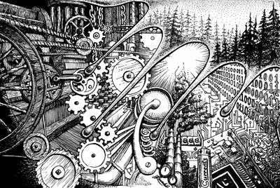 Forêt numérique steampunk - Johan Liewendahl