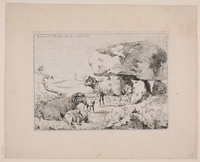 Danish : Moutons sur un tumulus - Johan Lundbye