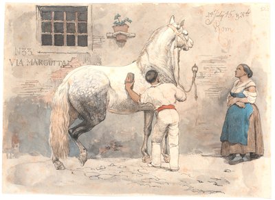 Un cheval gris pommelé brossé à Via Margutta - Johan Thomas Lundbye