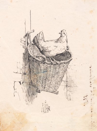 Une poule sur un panier - Johan Thomas Lundbye