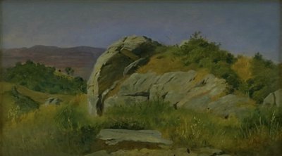 Paysage avec des rochers au premier plan. Civitella, Italie - Johan Thomas Lundbye