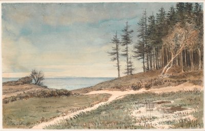 Vue vers Kullen depuis la plage de Hellebæk - Johan Thomas Lundbye