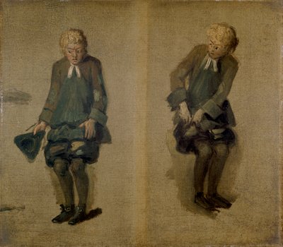 Deux croquis de David Garrick en Abel Drugger dans 