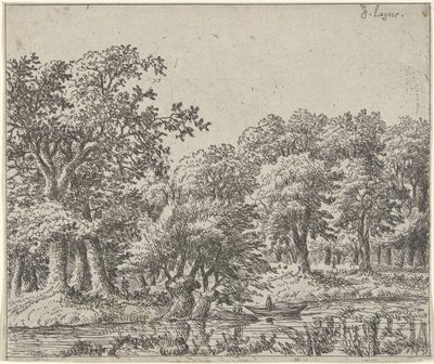 Paysage avec bateau - Johan de Lagoor