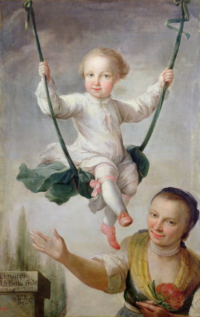 Christoph Adalbert Friedrich von Stein sur une balançoire, 1768 - Johann Andreas Herrlein