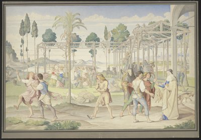 Inspiré de la parabole des ouvriers de la vigne, du « Jardin de Vertumne » de Primaticcio et du « Royaume de Flore » de Poussin - Johann Anton Ramboux