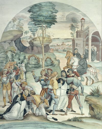 Sainte Catherine de Sienne sauve deux dominicains des mains de voleurs - Johann Anton Ramboux