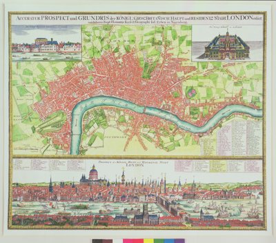 Carte aérienne de Londres, et vue à travers la Tamise depuis South Bank, avec St. Paul