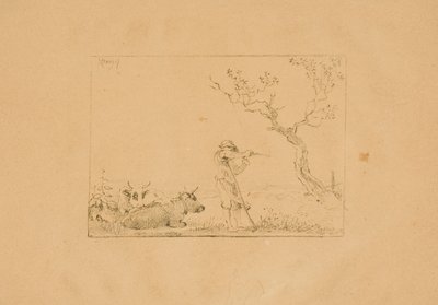 Bouvier aiguisant une faux, avec du bétail - Johann Christian Klengel
