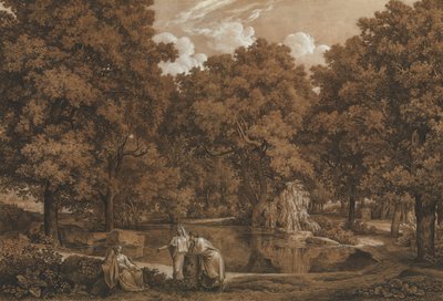 Paysage Arcadien avec Trois Personnages au Bord d