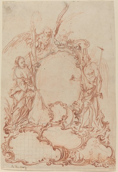 Cartouche rococo avec figures allégoriques - Johann Daniel Herz the Elder