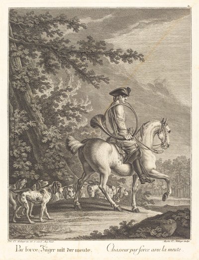 Chasseur avec une meute de chiens - Johann Elias Ridinger