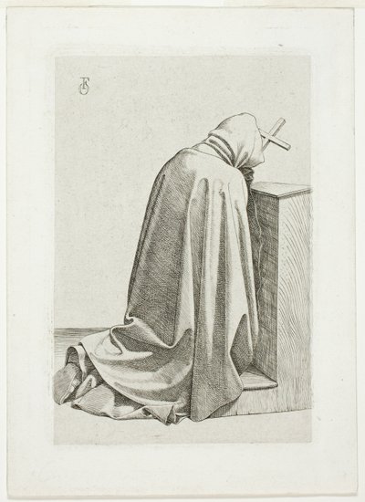 Pèlerin agenouillé avec une croix et un livre - Johann Friedrich Overbeck