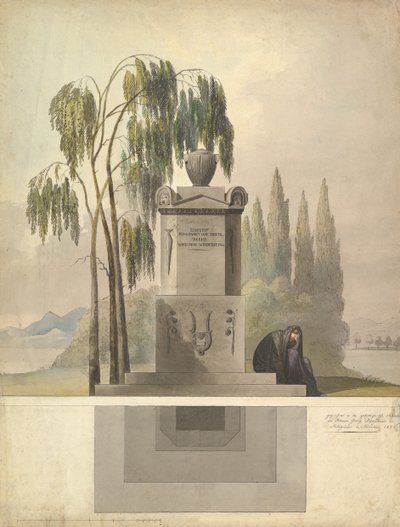 Design pour une tombe, Rothgeisser à Nuremberg Élévation et plan au sol - Johann Georg Dürschner