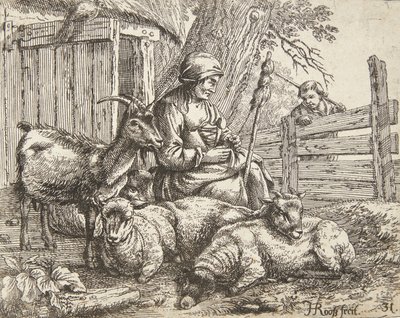 Une fileuse - Johann Heinrich Roos