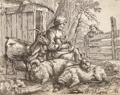 Une fileuse - Johann Heinrich Roos