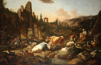 Paysage italien avec du bétail - Johann Heinrich Roos