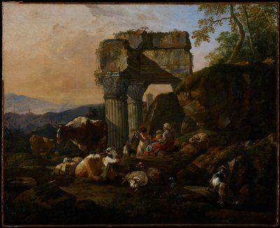 Paysage romain avec bétail et bergers, 1676 - Johann Heinrich Roos