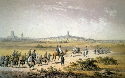 Heinrich Barth approchant de Tombouctou, vers 1860 (lithographie) - Johann Martin (after) Bernatz
