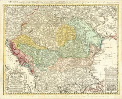 Carte de la péninsule balkanique de 1744 centrée sur le royaume de Hongrie par Johann Matthias Hase - Johann Matthias Hase