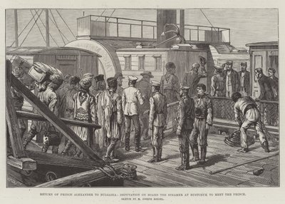 Retour du Prince Alexandre en Bulgarie, Députation à Bord du Steamer à Rustchuk pour rencontrer le Prince - Johann Nepomuk Schonberg