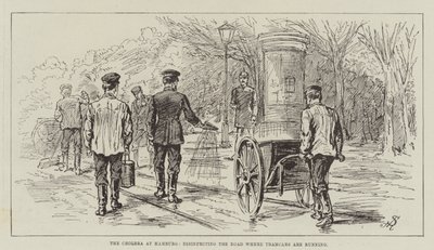Le choléra à Hambourg, désinfection de la route où circulent les tramways - Johann Nepomuk Schonberg