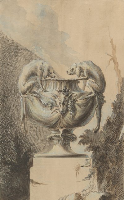Conception pour un vase de jardin avec thème de chasse, vers 1740 - Johann Paul Egell