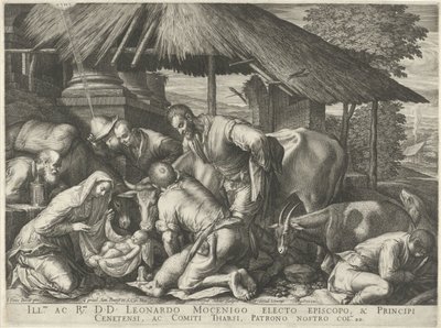 Adoration des bergers avec des jeunes bergers endormis - Johann Sadeler (I)