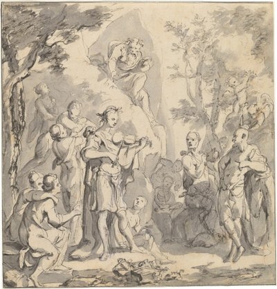 Le concours entre Apollon et Pan devant le roi Midas - Johann Spillenberger