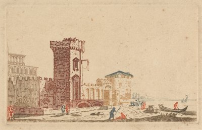 [Une de] Six Gravures Colorées de Châteaux, Ruines et Paysages Marins - Johann Teyler