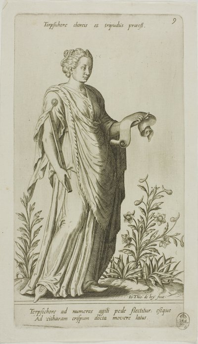 Terpsichore, Muse de la Danse, planche 9 de Parnassus Biceps - Johann Theodor de Bry