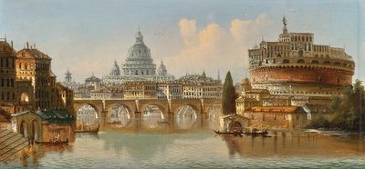 Johann Wilhelm Jankowski Rome Engelsburg et St Peter - Johann Wilhelm Jankowski