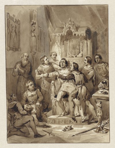Le comte Guillaume V devient fou et tue Gerrit van Wateringen, 1357 - Johann Wilhelm Kaiser (I)
