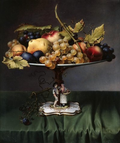 Fruits sur un plat en porcelaine - Johann Wilhelm Preyer