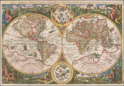 1596 carte du monde - Orbis Terrae Compendiosa Descriptio Ex peristissimorum totius orbis Gaeographorum operibus desumpta - Johannes Baptista Vrints