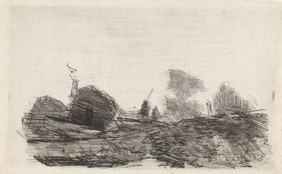 Paysage avec une grange et deux cavaliers - Johannes Franciscus Hoppenbrouwers
