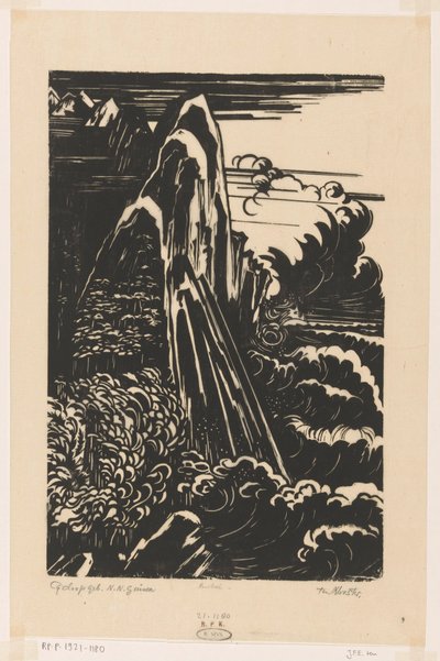 Montagnes Cyclopes, Nouvelle-Guinée néerlandaise - Johannes Frederik Engelbert ten Klooster (signed by artist)