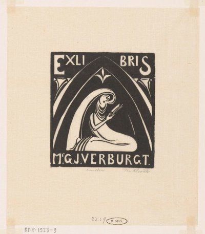 Ex libris de Gerrit-Jan Verburgt - Johannes Frederik Engelbert ten Klooster (signed by artist)