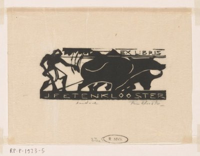 Ex libris de J.F.E. ten Klooster - Johannes Frederik Engelbert ten Klooster (signed by artist)