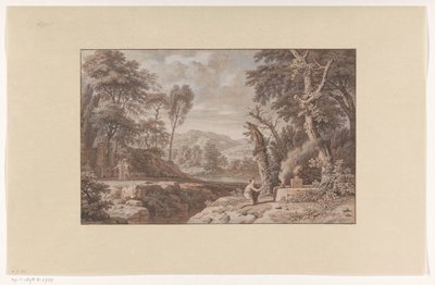 Paysage arcadien avec une scène de sacrifice - Johannes Glauber
