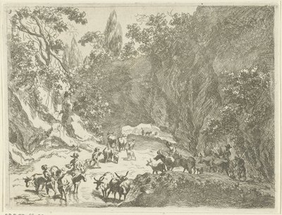 Paysage de montagne avec bergers et bétail (Landschappen met herders en vee) - Johannes Gronsveld