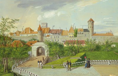 Vue de la petite porte côtière avec les tours Hattorpe et Stolting, Tallinn - Johannes Hau