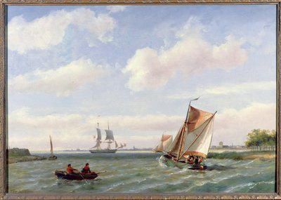 Bateau de pêche dans un estuaire - Johannes Hermann Barend Koekkoek