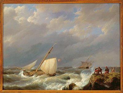 Navires sur une côte sous le vent dans une tempête, 1844 - Johannes Hermann Barend Koekkoek