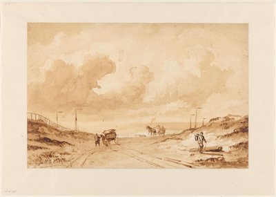 Paysage avec chemin entre les dunes vers la mer - Johannes Hermanus Barend Koekkoek