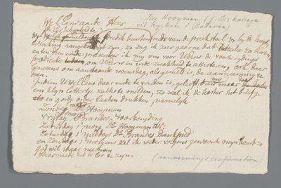 Lettre du révérend Hooyman à Jan Brandes - Johannes Hooyman